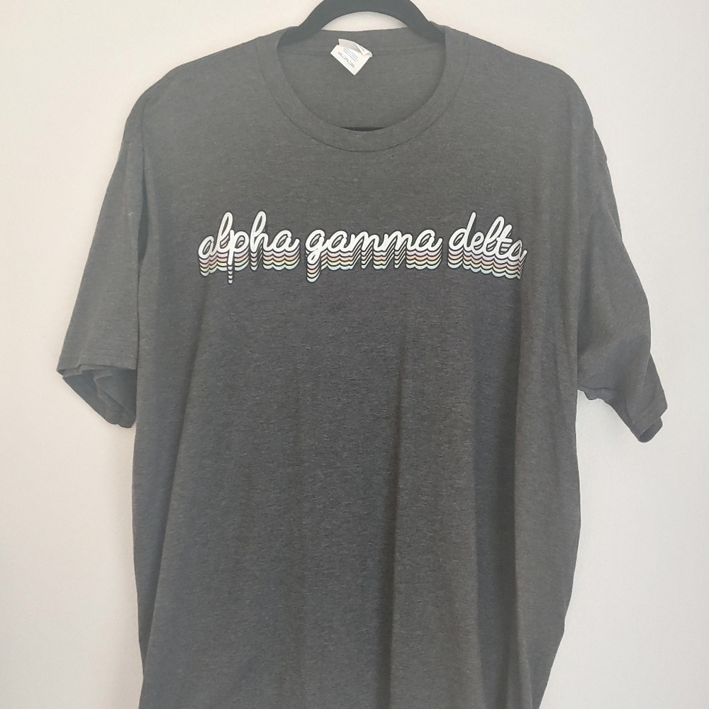 Alpha Gamma Delta T-shirt with pastel lettering